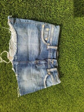 Y2K Distressed Studded Denim Mini Skirt By Cello Jeans Sz.S